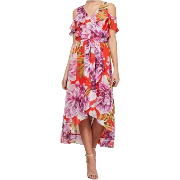 SL Fashions | Dresses | Nwot Floral Print Cold Shoulder Hi Lo Dress Size 6  | Poshmark